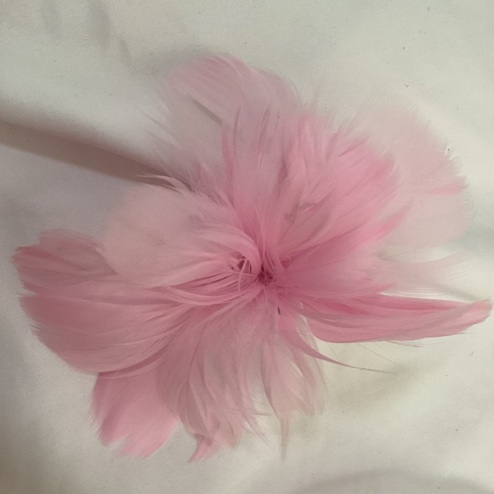 Petite pink Feather Fascinator Hair Clip, brooch pin. Hat clip